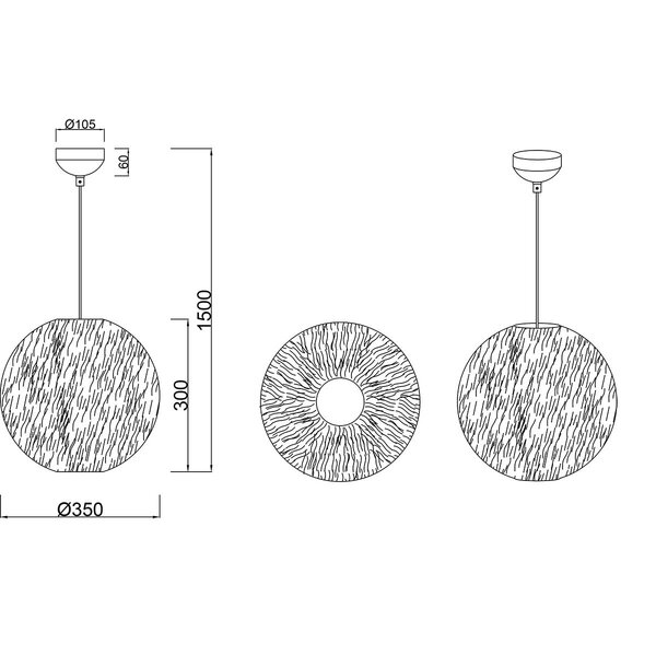 HLW LED LED Hanglamp Trion Fluffy - Taupe pluche, rond design met E27 fitting HLW LED LED Hanglamp Trion Fluffy - Taupe pluche, rond design met E27 fitting