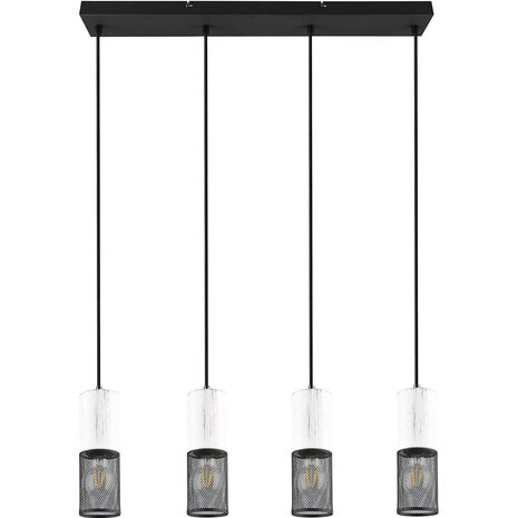 LED Hanglamp Metalen Rond - Zwarte & Witte LED Hanglamp 4-Lichts