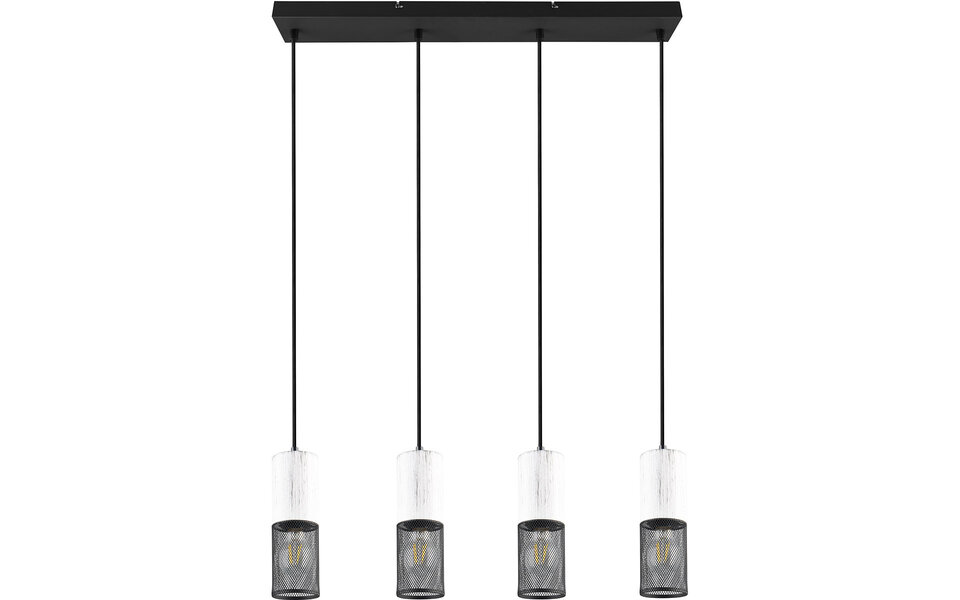 HLW LED LED Hanglamp Metalen Rond - Zwarte & Witte LED Hanglamp 4-Lichts