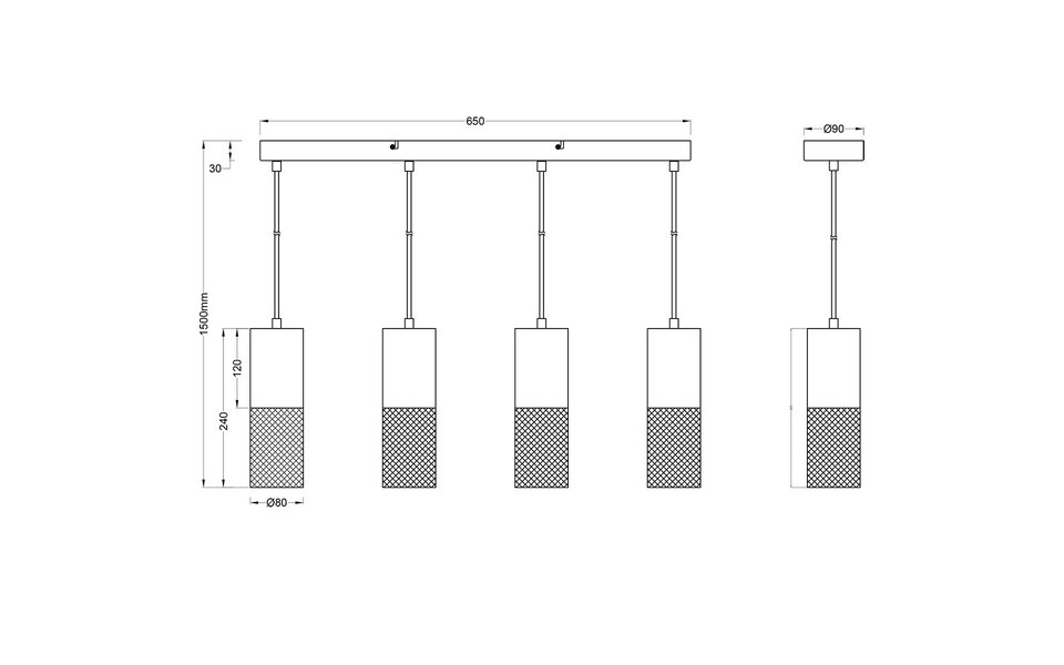 HLW LED LED Hanglamp Metalen Rond - Zwarte & Witte LED Hanglamp 4-Lichts