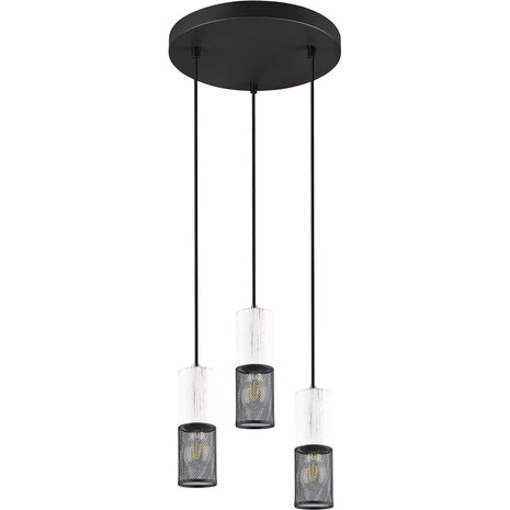 Moderne LED Hanglamp - Metalen 3-Lichts Zwart & Wit - E27 Fitting Moderne LED Hanglamp - Metalen 3-Lichts Zwart & Wit - E27 Fitting