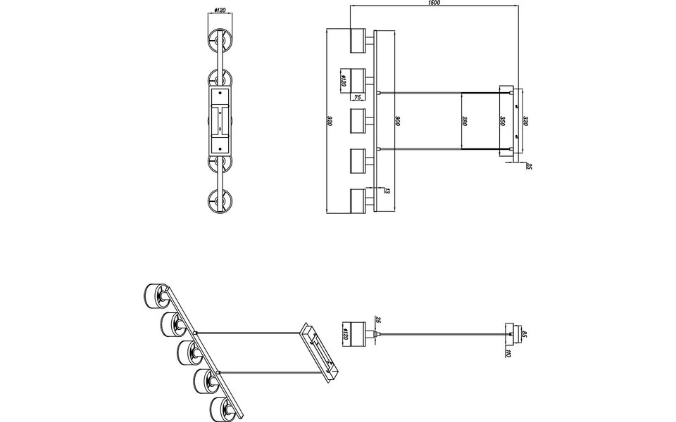 HLW LED Metalen LED Hanglamp Trion Arona - 5-lichts LED Hanglamp met E14 fitting in Chroom