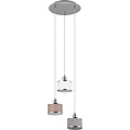 Metalen LED Hanglamp Trion Arona - 3-lichts LED lamp met E14 fitting en chroom