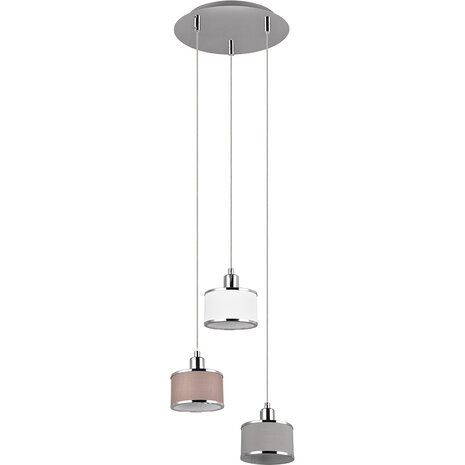 Metalen LED Hanglamp Trion Arona - 3-lichts LED lamp met E14 fitting en chroom