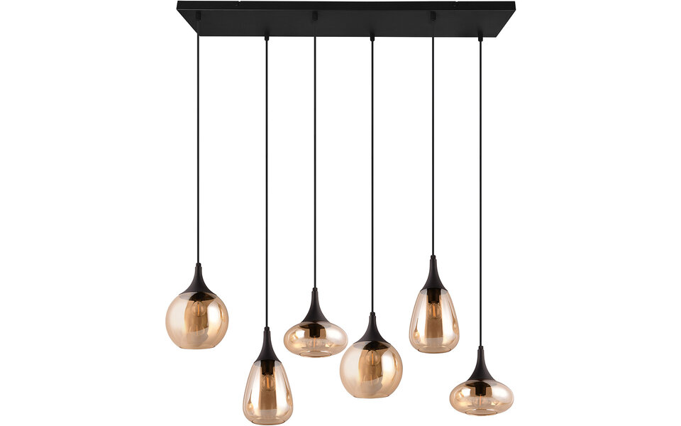 HLW LED Zwarte LED Hanglamp - Mat Zwarte Metalen LED Hanglamp 6-lichts E14