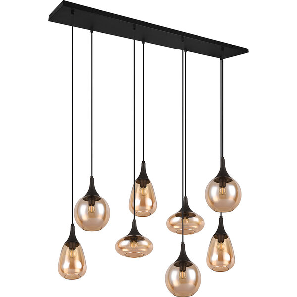 HLW LED Moderne Mat Zwarte Metalen LED Hanglamp 8-lichts - Rond - E14 Fitting HLW LED Moderne Mat Zwarte Metalen LED Hanglamp 8-lichts - Rond - E14 Fitting