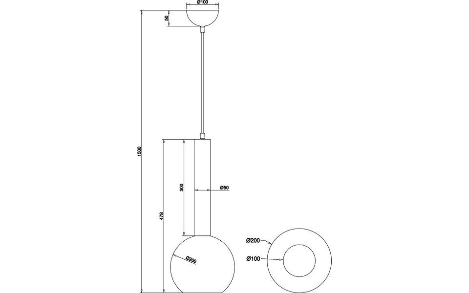 HLW LED Zwarte Metalen LED Hanglamp Trion Yton - Rond, Mat Zwart, E27, Aanpasbaar