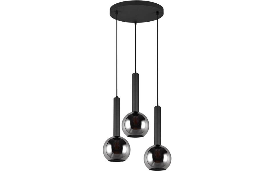 HLW LED Moderne Metalen LED Hanglamp Trion Yton - Zwart, 3 Lichtpunten, E27 Fitting