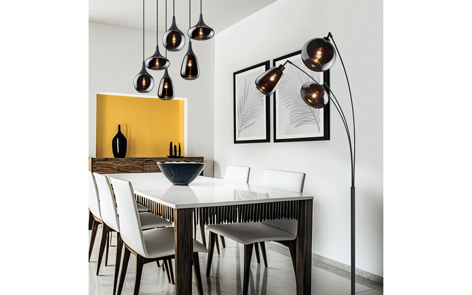 HLW LED LED Hanglamp Trion Artina - Mat Zwarte Metalen LED Hanglamp met 6 Lichtpunten