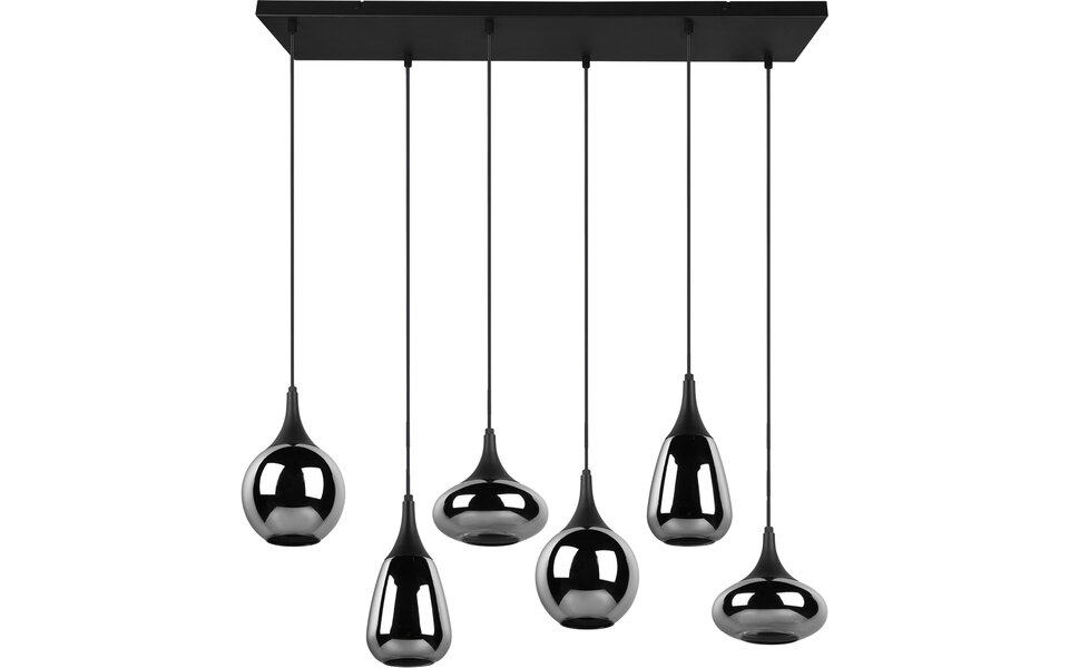 HLW LED LED Hanglamp Trion Artina - Mat Zwarte Metalen LED Hanglamp met 6 Lichtpunten