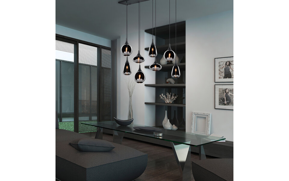 HLW LED Moderne Metalen LED Hanglamp Trion Artina - Zwarte LED Hanglamp met 8 Lichtpunten