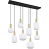 HLW LED Stijlvolle Metalen LED Hanglamp met Wit Glas & Mat Messing - 8 Lichtpunten