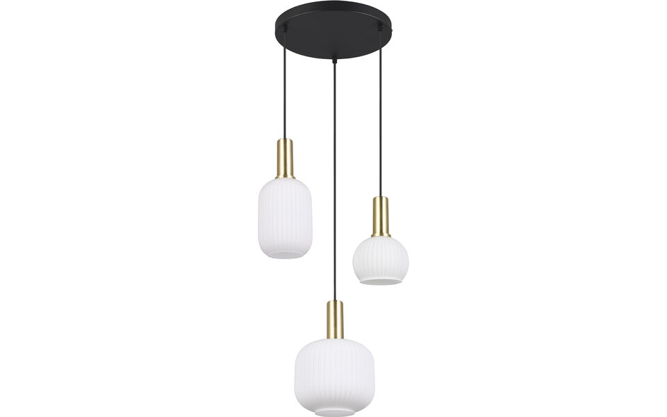 HLW LED Gouden Mat Messing LED Hanglamp met Wit Glas - 3x Lichtpunten, Verstelbaar