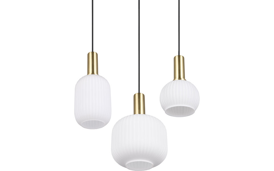 HLW LED Gouden Mat Messing LED Hanglamp met Wit Glas - 3x Lichtpunten, Verstelbaar