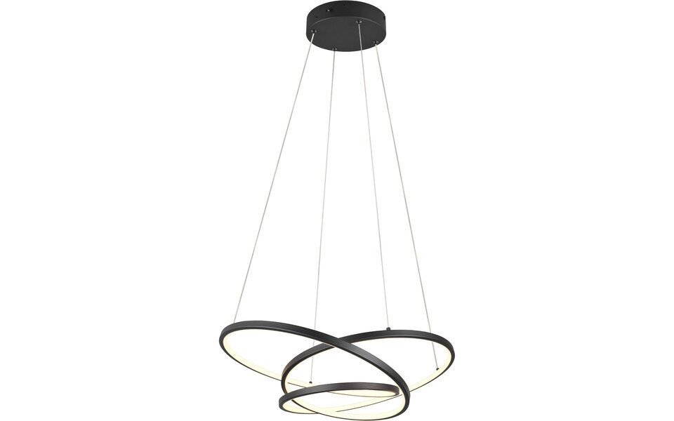 HLW LED Metalen Dimbare Zwarte LED Hanglamp 34W - Trion Alvin, Aanpasbare Kleur