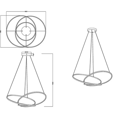 HLW LED LED Hanglamp 52W - Gouden Metalen Dimbare LED Hanglamp met Instelbare Kleur HLW LED LED Hanglamp 52W - Gouden Metalen Dimbare LED Hanglamp met Instelbare Kleur