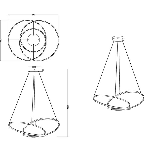 HLW LED LED Hanglamp 52W - Gouden Metalen Dimbare LED Hanglamp met Instelbare Kleur HLW LED LED Hanglamp 52W - Gouden Metalen Dimbare LED Hanglamp met Instelbare Kleur