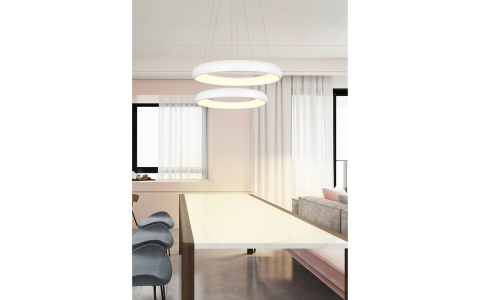 HLW LED Moderne Dimbare LED Hanglamp 29W - Metalen Witte LED Lamp Trion Kardo