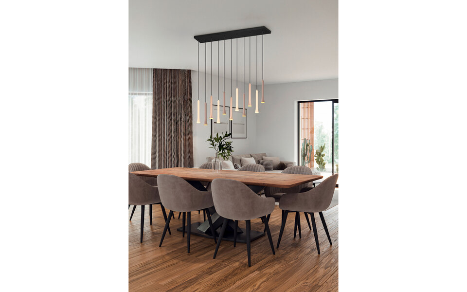 HLW LED Dimbare Zwarte LED Hanglamp Trion Ato - Metalen Design, 11x 3W, Aanpasbare Kleur