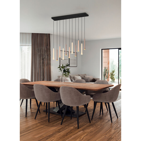 HLW LED Dimbare Zwarte LED Hanglamp Trion Ato - Metalen Design, 11x 3W, Aanpasbare Kleur