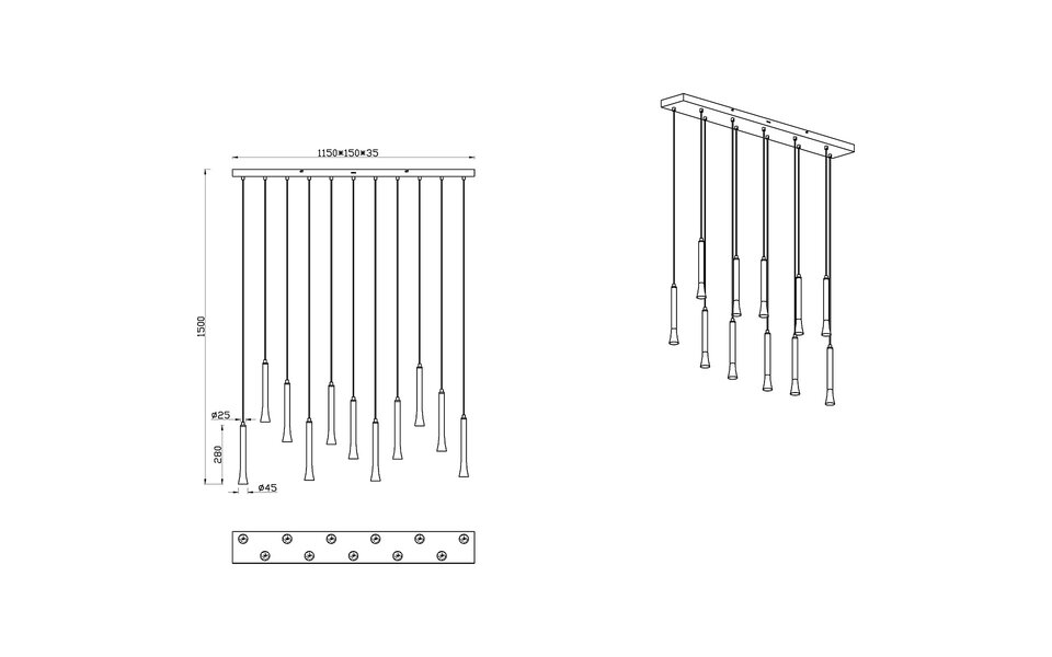 HLW LED Dimbare Zwarte LED Hanglamp Trion Ato - Metalen Design, 11x 3W, Aanpasbare Kleur