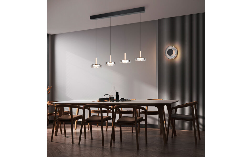 HLW LED Moderne Metalen Dimbare LED Hanglamp 30W - Zwart & Wit, Warm Wit Licht