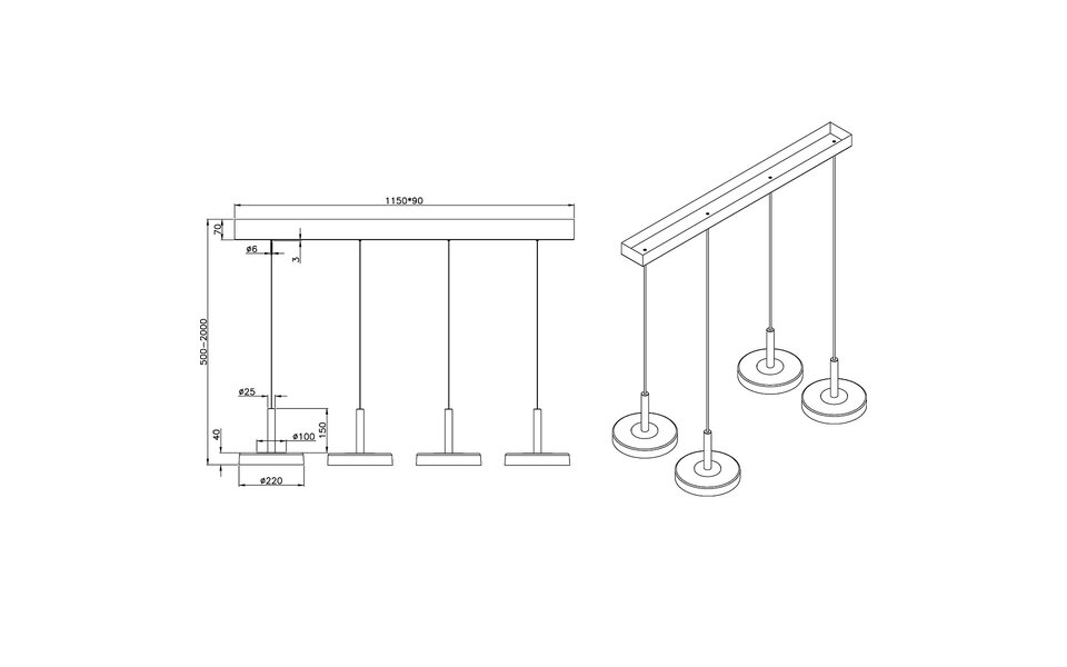 HLW LED Moderne Metalen Dimbare LED Hanglamp 30W - Zwart & Wit, Warm Wit Licht