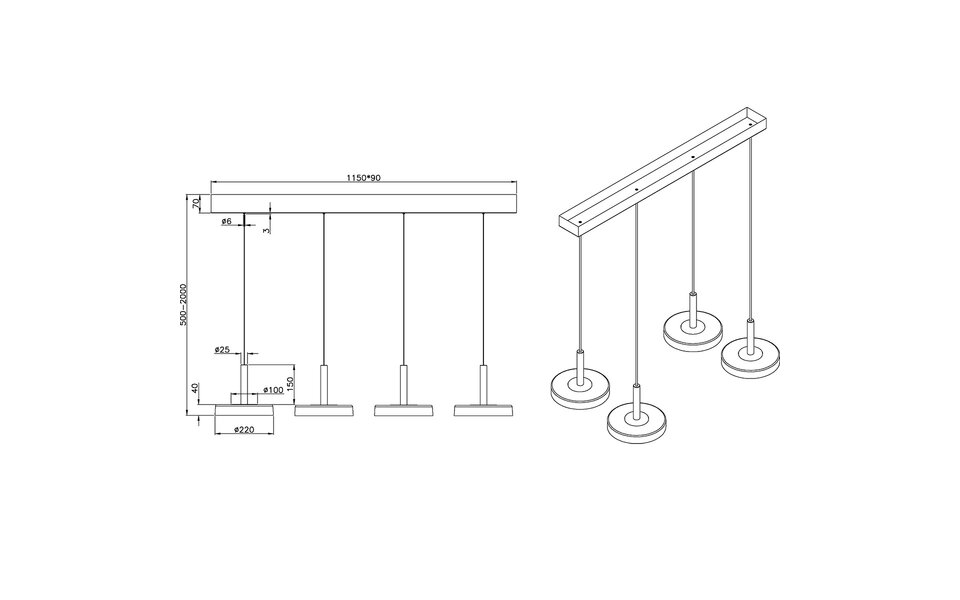 HLW LED LED Hanglamp 30W - Dimbare Witte Metalen LED Hanglamp in Warm Wit 3000K