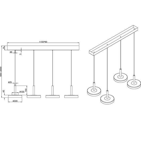 HLW LED LED Hanglamp 30W - Dimbare Witte Metalen LED Hanglamp in Warm Wit 3000K