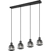 Mat Zwarte Metalen LED Hanglamp - Trion Arif 4-lichts