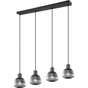 Mat Zwarte Metalen LED Hanglamp - Trion Arif 4-lichts Mat Zwarte Metalen LED Hanglamp - Trion Arif 4-lichts