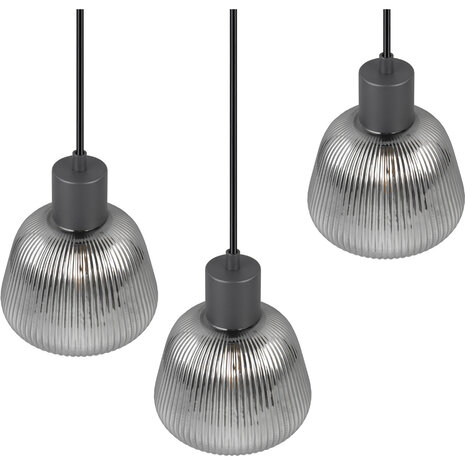 HLW LED Zwarte Metalen LED Hanglamp Trion Arif - 3-lichts, E27, Mat Zwart, Verstelbaar HLW LED Zwarte Metalen LED Hanglamp Trion Arif - 3-lichts, E27, Mat Zwart, Verstelbaar