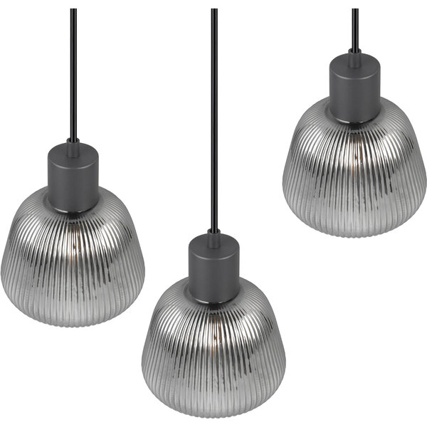 HLW LED Zwarte Metalen LED Hanglamp Trion Arif - 3-lichts, E27, Mat Zwart, Verstelbaar HLW LED Zwarte Metalen LED Hanglamp Trion Arif - 3-lichts, E27, Mat Zwart, Verstelbaar