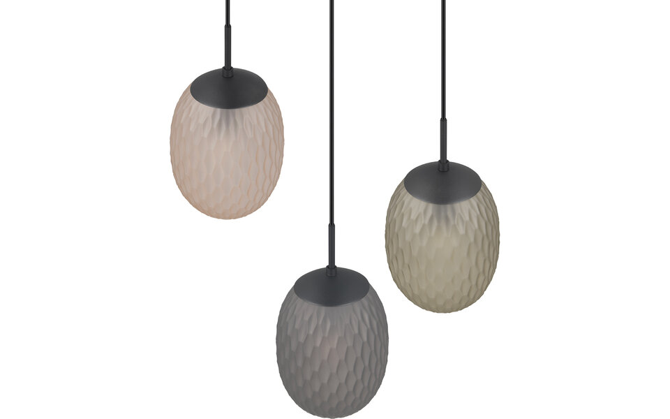 HLW LED Zwarte Metalen LED Hanglamp - 3-lichts E27 fitting, Mat Zwart, Trion Feget HLW LED Zwarte Metalen LED Hanglamp - 3-lichts E27 fitting, Mat Zwart, Trion Feget