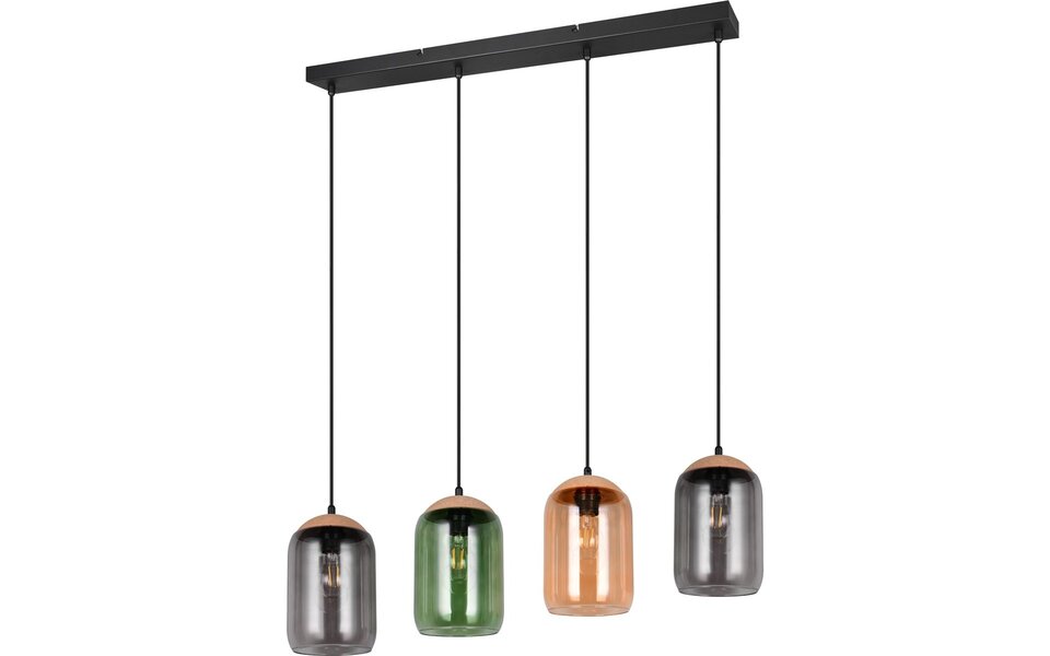 HLW LED Stijlvolle Mat Zwarte LED Hanglamp - Metalen 4-Lichts LED Lamp met E27 Fitting