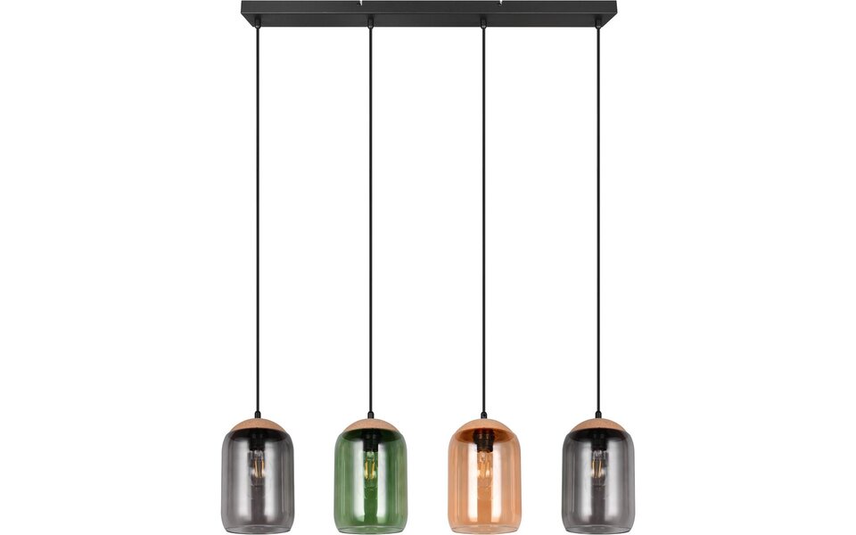 HLW LED Stijlvolle Mat Zwarte LED Hanglamp - Metalen 4-Lichts LED Lamp met E27 Fitting