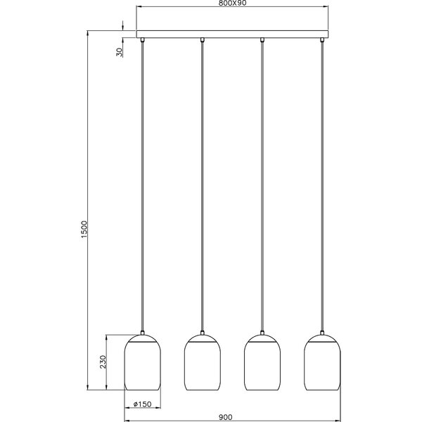 HLW LED Stijlvolle Mat Zwarte LED Hanglamp - Metalen 4-Lichts LED Lamp met E27 Fitting HLW LED Stijlvolle Mat Zwarte LED Hanglamp - Metalen 4-Lichts LED Lamp met E27 Fitting