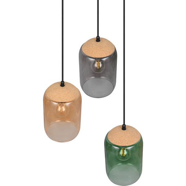 HLW LED Mat Zwarte LED Hanglamp - Metalen 3-lichts E27 Trion Crog