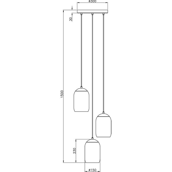 HLW LED Mat Zwarte LED Hanglamp - Metalen 3-lichts E27 Trion Crog