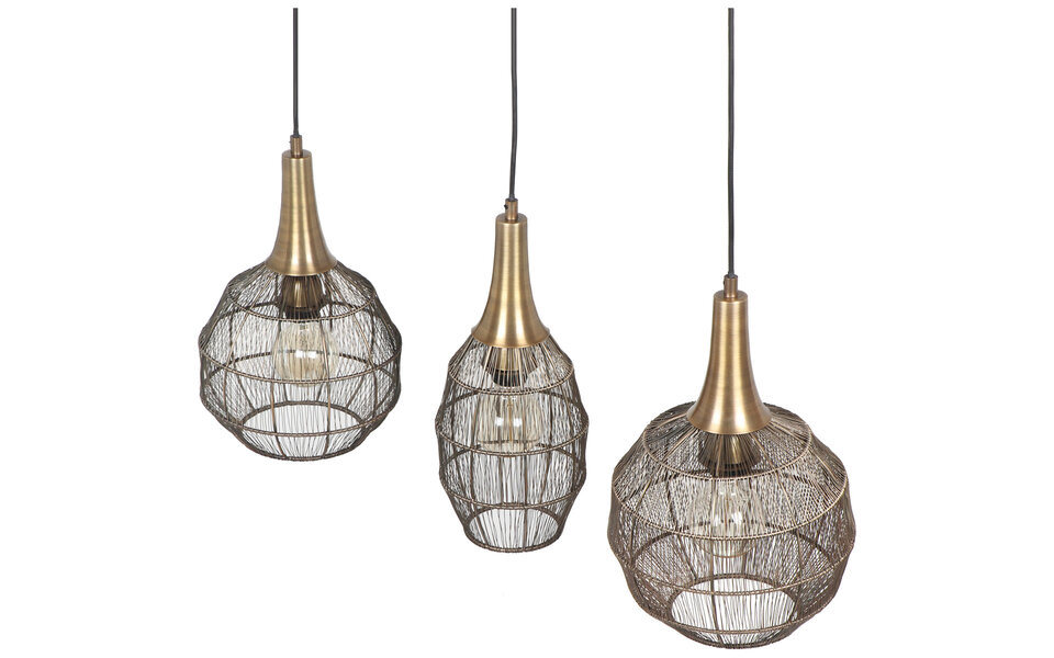 HLW LED Metalen LED Hanglamp Sorana in Oud Brons - 3-lichts LED Lamp met E27 Fitting