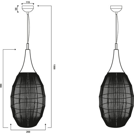 HLW LED LED Hanglamp Trion Sorana - Zwarte Metalen LED Hanglamp met E27 Fitting HLW LED LED Hanglamp Trion Sorana - Zwarte Metalen LED Hanglamp met E27 Fitting