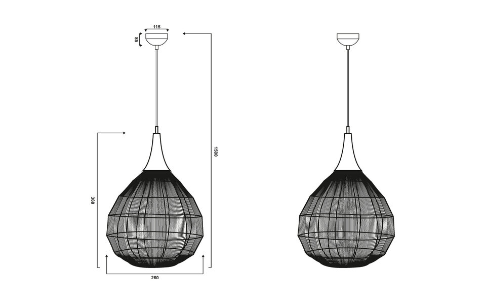 HLW LED Zwarte Metalen LED Hanglamp Trion Sorana - Rond, E27, Verstelbaar