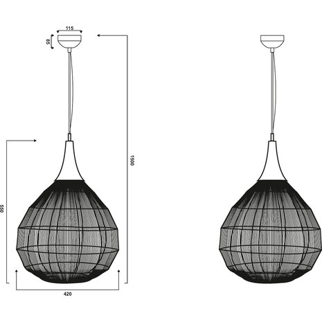 HLW LED Metalen LED Hanglamp Trion Sorana - Bronzen LED lamp met E27 fitting, 42cm, uniek draadraster HLW LED Metalen LED Hanglamp Trion Sorana - Bronzen LED lamp met E27 fitting, 42cm, uniek draadraster