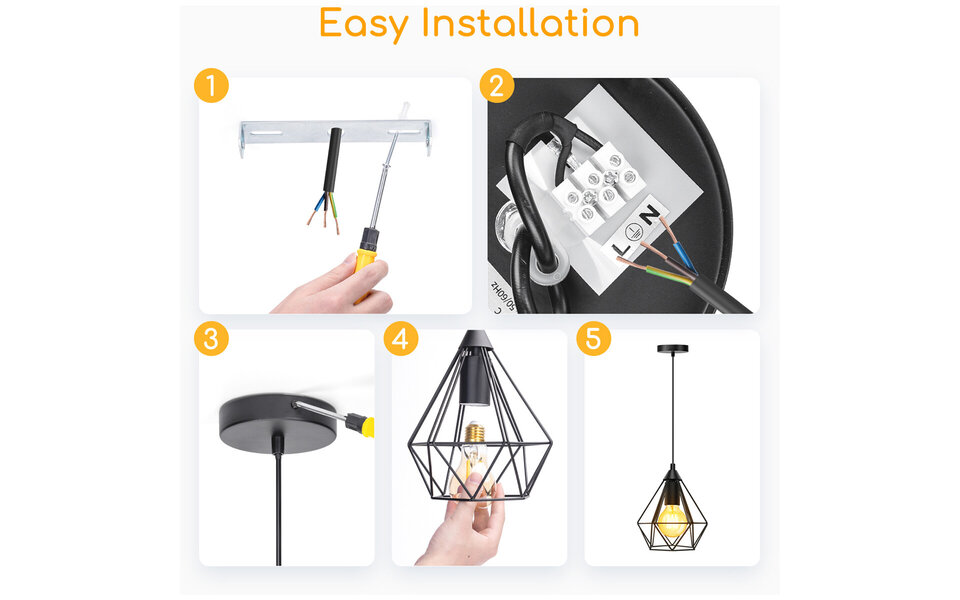 HLW LED LED Hanglamp Aigi Elsa - Klassieke Zwarte LED Hanglamp met E27 Fitting HLW LED LED Hanglamp Aigi Elsa - Klassieke Zwarte LED Hanglamp met E27 Fitting