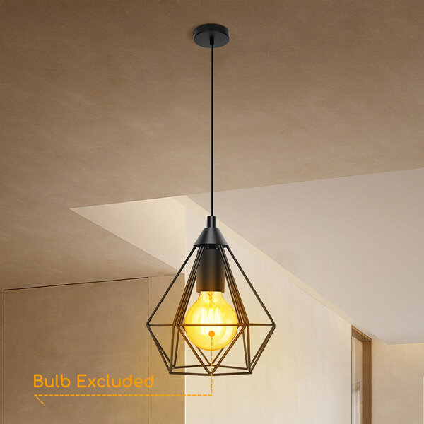 HLW LED LED Hanglamp Aigi Elsa - Klassieke Zwarte LED Hanglamp met E27 Fitting