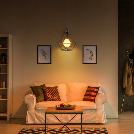 HLW LED LED Hanglamp Aigi Elsa - Klassieke Zwarte LED Hanglamp met E27 Fitting