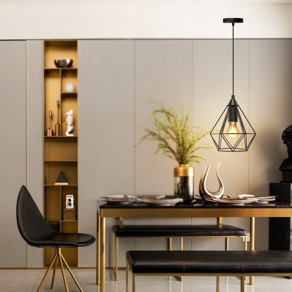 HLW LED LED Hanglamp Aigi Elsa - Klassieke Zwarte LED Hanglamp met E27 Fitting