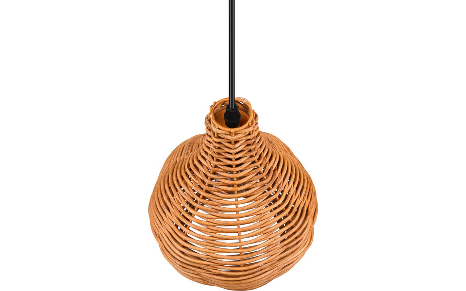 HLW LED LED Hanglamp Trion Trop - Rotan vlechtwerk, bruine armatuur, E14 fitting, 1-lichts