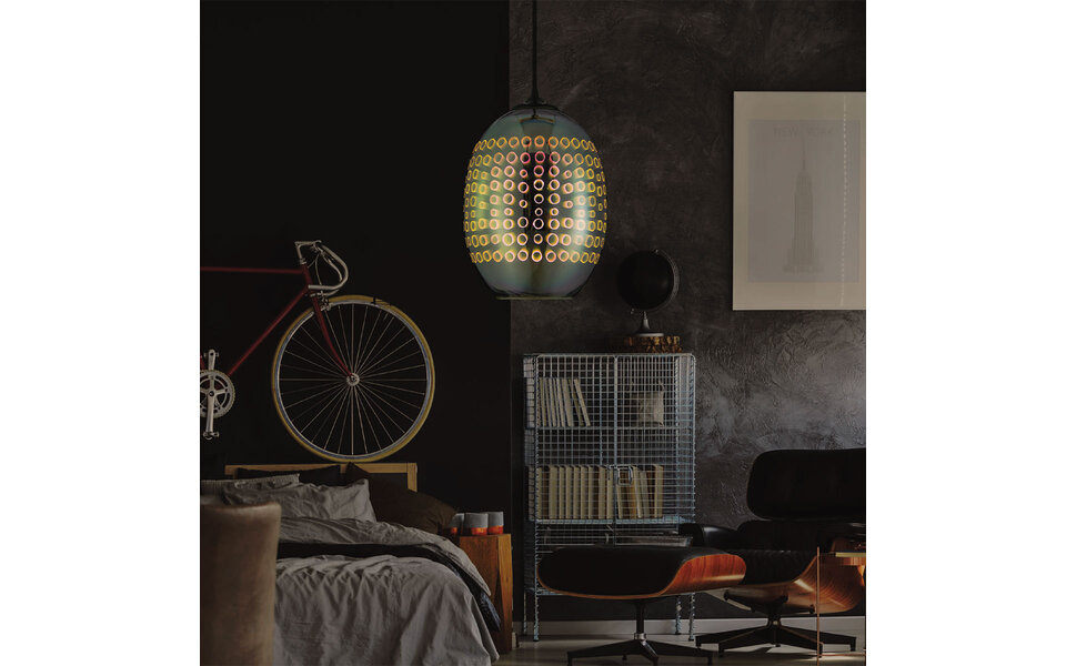 HLW LED LED Hanglamp 3D Ovaal Chroom Glas - Verstelbare LED Lamp met E27 Fitting