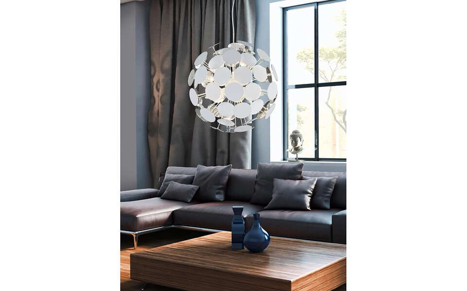 HLW LED LED Hanglamp Trion Discon - Mat Wit Aluminium, 6-lichts, E14 Fitting HLW LED LED Hanglamp Trion Discon - Mat Wit Aluminium, 6-lichts, E14 Fitting